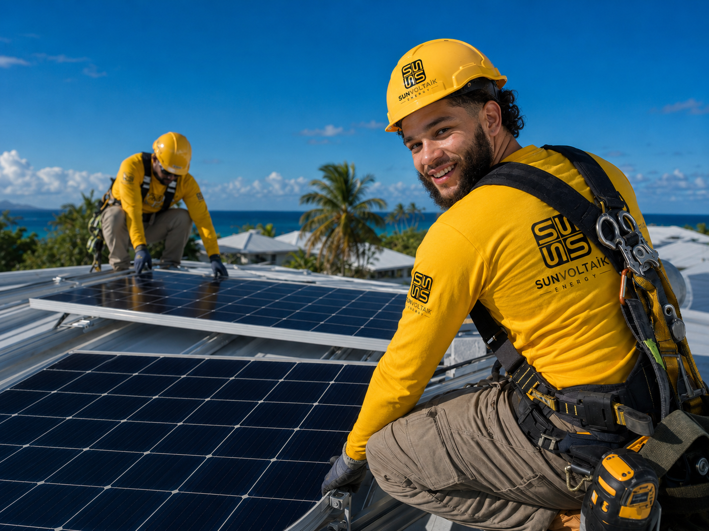 Équipe Sun Voltaïk installation Le Gosier